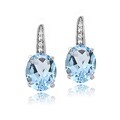 Glitzy Rocks Sterling Silver 6.4 CTW Gemstone and Diamond Accent Leverback Earrings