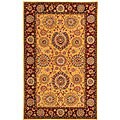 Handmade Ancestry Gold/ Burgundy Wool and Silk Rug (4' x 6')
