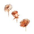 Set of Two Copper Flowers