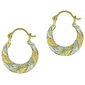 Bella D'oro 14kt and Silver Textured Hoop Earrings