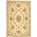 Handmade Paradise Bouquet Ivory Wool and Silk Rug (4' x 6')