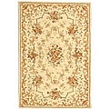 Handmade Paradise Bouquet Ivory Wool and Silk Rug (5' x 8')