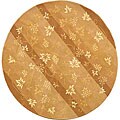 Handmade Vine Stripe Beige Wool and Silk Rug (4' Round)