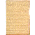 Handmade Floral Scrolls Ivory Wool and Silk Rug (4' x 6')