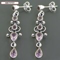 Sterling Silver Multi-gemstone Long Dangle Earrings (India)