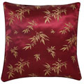 Chinese Bamboo Leaves Maroon Cushion Cover