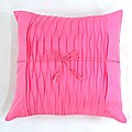 Decorative Pleated Pink Cotton Cushion Cover