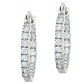 Icz Stonez Sterling Silver Small CZ Inside-out Hoop Earrings