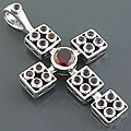 Sterling Silver Garnet/ Amethyst Cross Pendant (India)