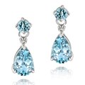 Glitzy Rocks Sterling Silver Blue Topaz Tear-shaped Earrings