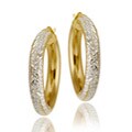 18k Gold over Sterling Silver Diamond-cut Hoop Earrings