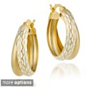 Mondevio 22k Gold/ Silver Double Hoop Diamond-cut Earrings