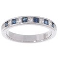 14k White Gold 1/4ct Diamond & Blue Sapphire Ring