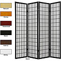 Wood and Rice Paper 6-foot 4-panel Windowpane Shoji Screen (China)