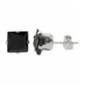Sterling Silver Black Cubic Zirconia Square Earrings