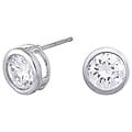 14k White Gold Overlay CZ Solitaire Earrings