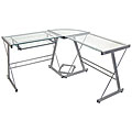 Free connected info on desk Biedermeier Contemporary 3-piece Glass Computer Desk