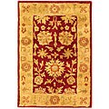 Handmade Heritage Kashan Burgundy/ Beige Wool Rug (2' x 3')