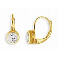 14k Gold Overlay CZ Solitaire Earrings