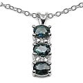 Sterling Silver 3/4ct Blue Sapphire and Diamond Necklace