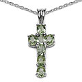 Sterling Silver Green Sapphire Cross Necklace