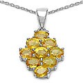 Sterling Silver Yellow Sapphire Cluster Necklace