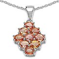 Sterling Silver Orange Sapphire Cluster Necklace
