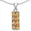 Sterling Silver Orange Sapphire and Diamond Necklace