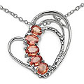 Sterling Silver Orange Sapphire Mod Heart Necklace