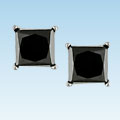 Miadora 14k Gold 3/4ct TDW Princess Black Diamond Earrings