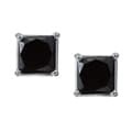 Miadora 14k Gold 1ct TDW Princess Black Diamond Stud Earrings