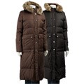 DKNY Women's Full-length Coat with Faux Fur Hood