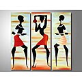 Hand-painted 'African Trio' Canvas Art