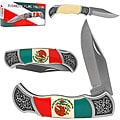 Mexican Flag Folding Pocket Knife with Sheath