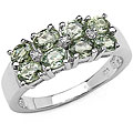 Sterling Silver Green Sapphire Diamond Ring