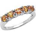 Malaika Sterling Silver Orange Sapphire 5-stone Ring
