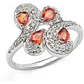 Malaika Silver Genuine Pear-cut Orange Sapphire Ring