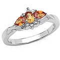 Malaika Silver Genuine Orange Sapphire and Diamond Ring