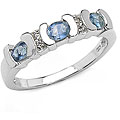 Silver Genuine Blue Sapphire and White Topaz Ring