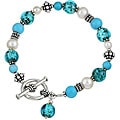 Charming Life Silverplated Teal Glass/ Turquoise Bracelet