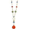 Charming Life 14k Goldfill Carnelian and Green FW Pearl Necklace (3.5-7 mm)
