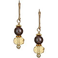 Charming Life 14k Goldfill Citrine and Brown Pearl Earrings (5.5-6.5 mm)