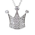 Nexte 14k White Gold Overlay Pave Crown w/ CZ Necklace