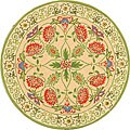 Hand-hooked Bedford Beige/ Green Wool Rug (3' Round)