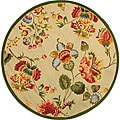 Hand-hooked Transitional Sage Wool Rug (4' Round)