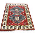 Indo Kazak Red/ Ivory Wool-blend Rug (5'8 x 7'11)