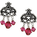 Charming Life Silverplated Fuchsia Crystal Chandelier Earrings