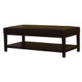 Win Rectangular Brown Bi-cast Leather Ottoman with Shelf