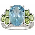 Sterling Silver Blue Topaz and Peridot Ring
