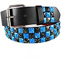 JK Belts Unisex 3-row White/ Black Checkered Studded Belt